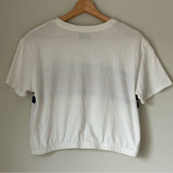 White Hollister Co. cropped tee with red and navy stripes - Picture 2 of 3